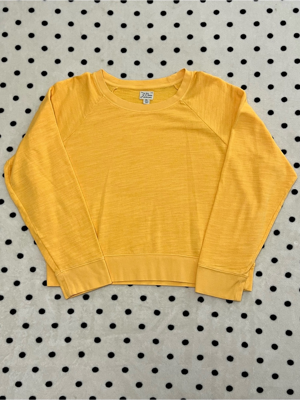 J. Crew Vintage Cotton Terry Raglan Crewneck Sweatshirt Yellow Size XL
